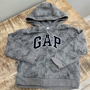 GAP Kids Gray Hoodie with Fun Construction Design